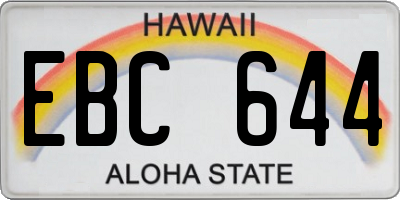 HI license plate EBC644