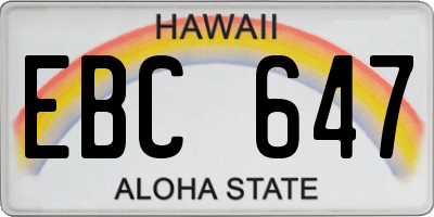 HI license plate EBC647