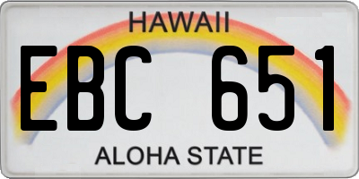 HI license plate EBC651