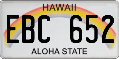 HI license plate EBC652