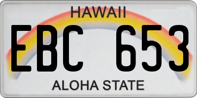 HI license plate EBC653