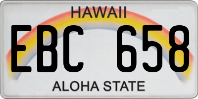 HI license plate EBC658
