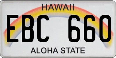 HI license plate EBC660