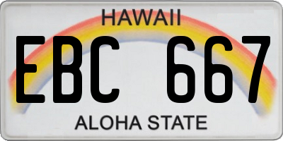 HI license plate EBC667