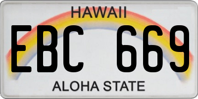HI license plate EBC669