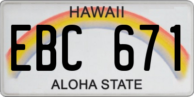 HI license plate EBC671