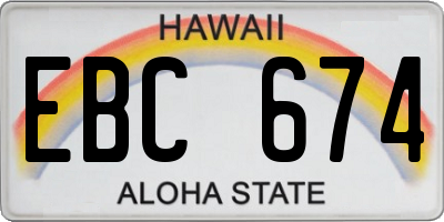 HI license plate EBC674