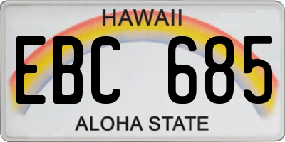 HI license plate EBC685