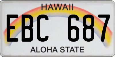 HI license plate EBC687