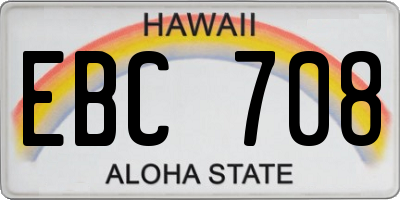 HI license plate EBC708