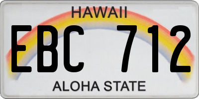 HI license plate EBC712