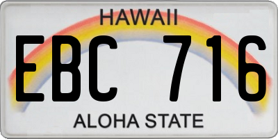 HI license plate EBC716
