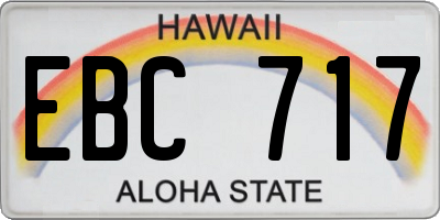 HI license plate EBC717