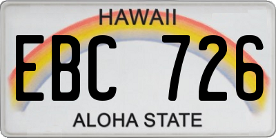 HI license plate EBC726