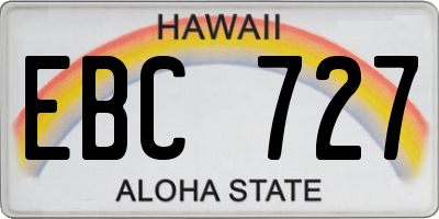 HI license plate EBC727