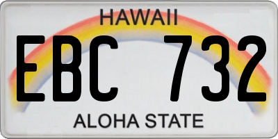 HI license plate EBC732