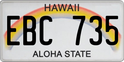 HI license plate EBC735