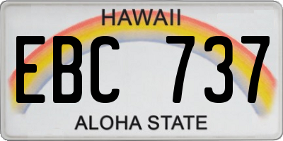 HI license plate EBC737
