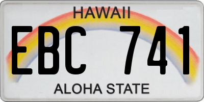 HI license plate EBC741