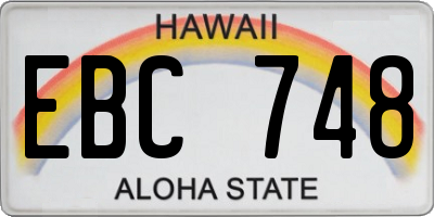 HI license plate EBC748