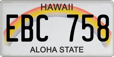 HI license plate EBC758