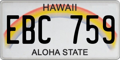 HI license plate EBC759