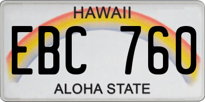 HI license plate EBC760