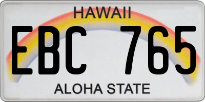 HI license plate EBC765
