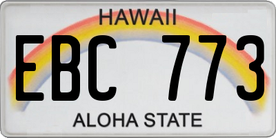 HI license plate EBC773