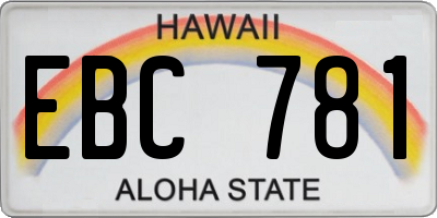 HI license plate EBC781