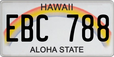 HI license plate EBC788