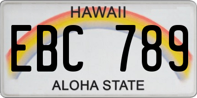 HI license plate EBC789