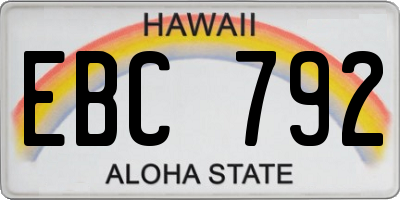 HI license plate EBC792