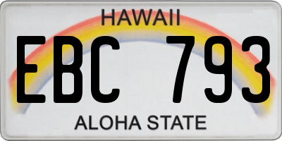 HI license plate EBC793