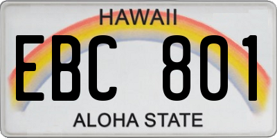 HI license plate EBC801