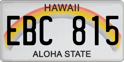 HI license plate EBC815