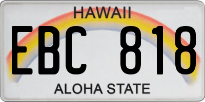 HI license plate EBC818