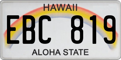 HI license plate EBC819