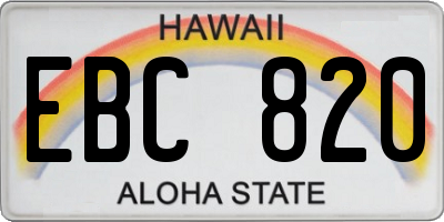 HI license plate EBC820