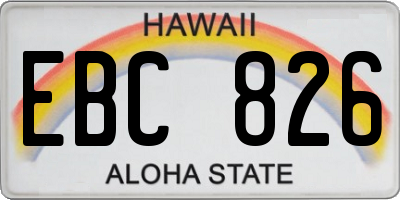 HI license plate EBC826