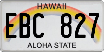 HI license plate EBC827