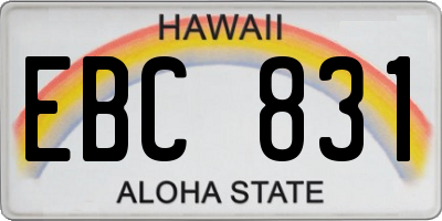 HI license plate EBC831