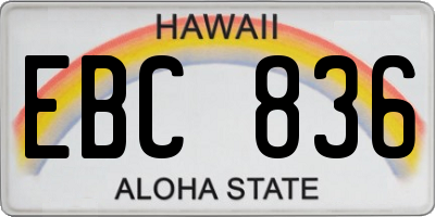 HI license plate EBC836