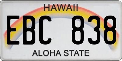 HI license plate EBC838