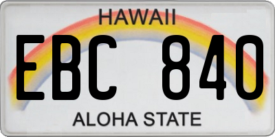HI license plate EBC840