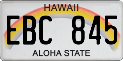 HI license plate EBC845