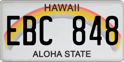 HI license plate EBC848