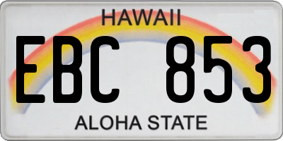 HI license plate EBC853
