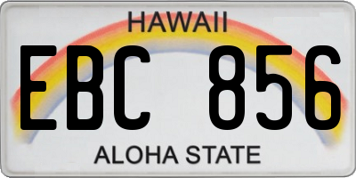 HI license plate EBC856
