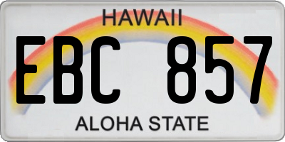 HI license plate EBC857